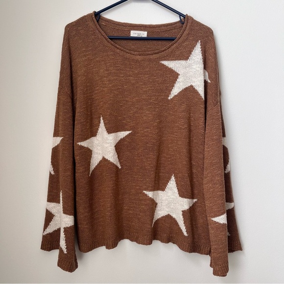 Promesa Pant and Top Set with Stars Brown Mocha Color Wide Leg Size Large - Picture 3 of 16